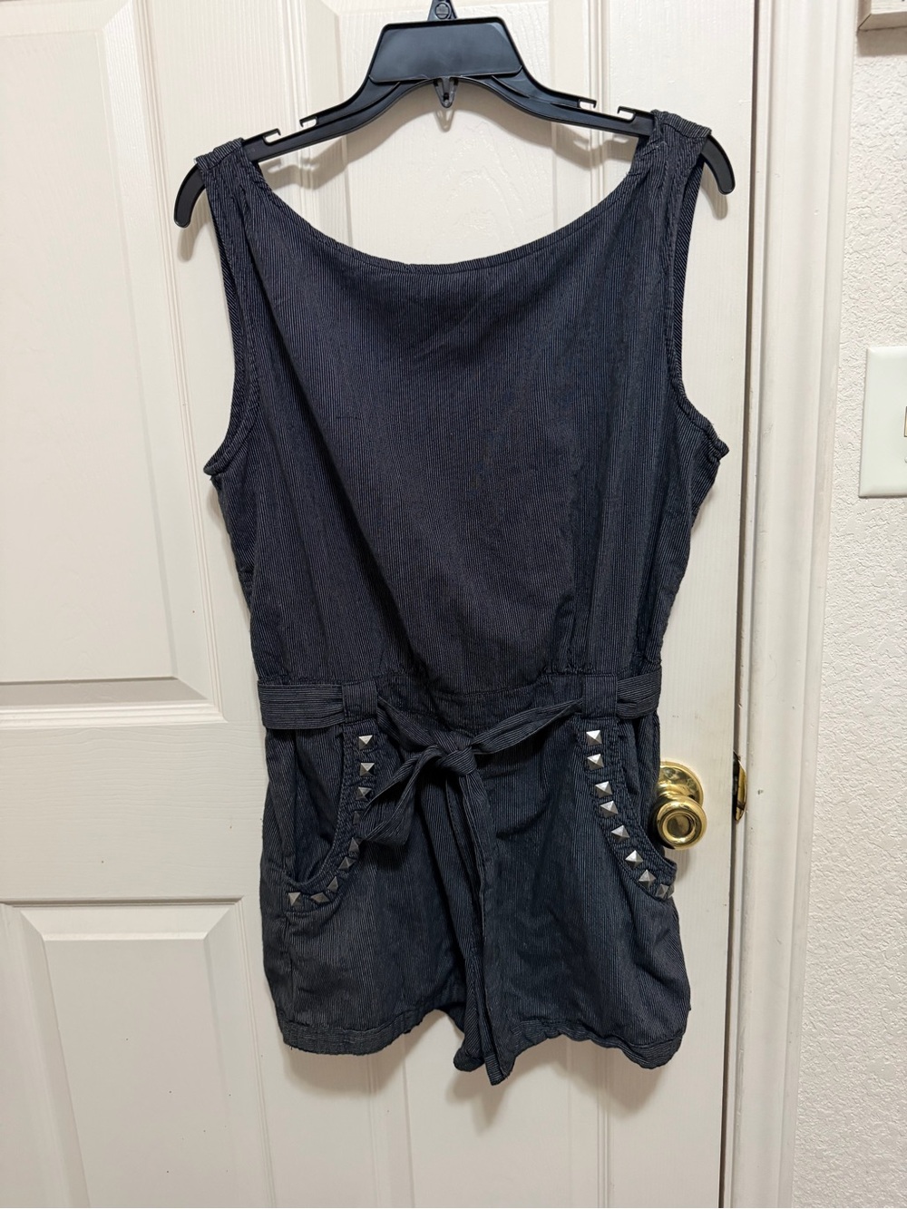 Cyrus Black Sleeveless Stud-Accent Romper